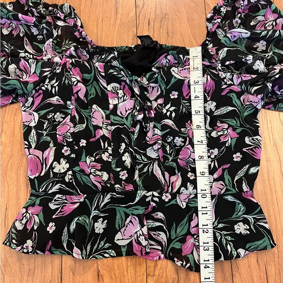 NWT Japna Medium Puffed Sleeve Floral Blouse Peasant Sheer Long Sleeves … - Picture 5 of 10